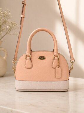 COACH Mini Sierra Satchel Crossbody Pebbled 100% Genuine Leather Blush Pink